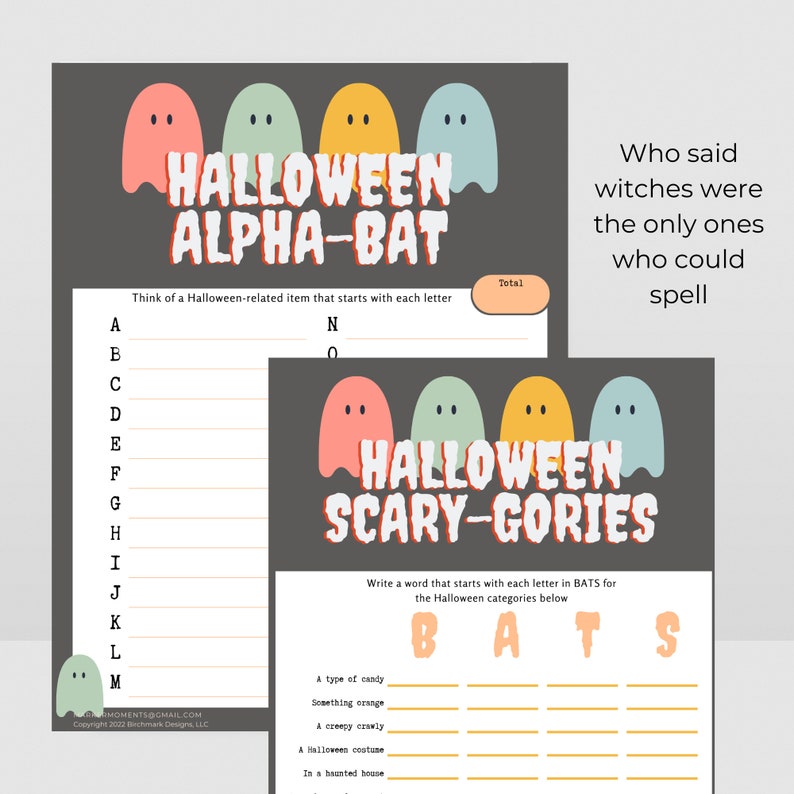 Halloween printable games from Marker Moments