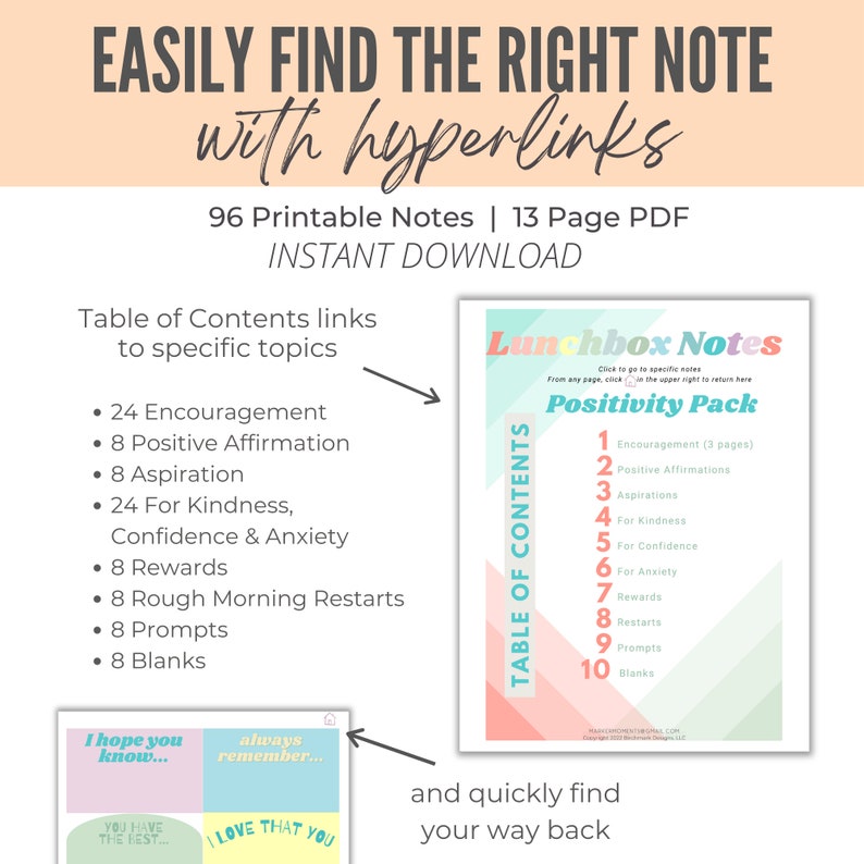 Printable Positive Affirmations Lunchbox Notes for Boys and Girls ...