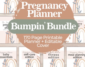 Printable Pregnancy Journal Bundle for the Mom to Be, Planner for First Time Moms, New and Expecting Parents Organizer, 172 Pages