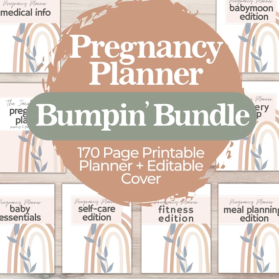 Printable Pregnancy Journal Bundle for the Mom to Be, Planner for First Time Moms, New and Expecting Parents Organizer, 172 Pages