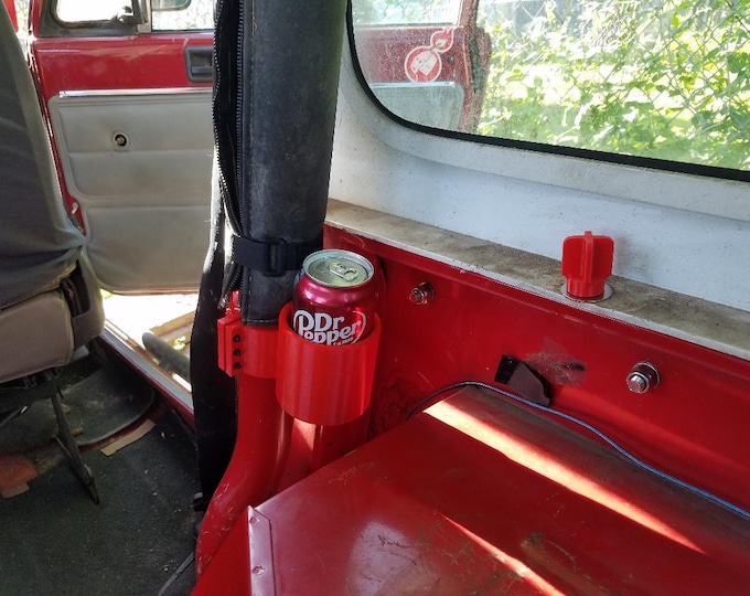 NAM Performance Jeep YJ Rear Seat Roll Bar Cup Holder – Clamp-On Vintage Off-Road Drink Mount