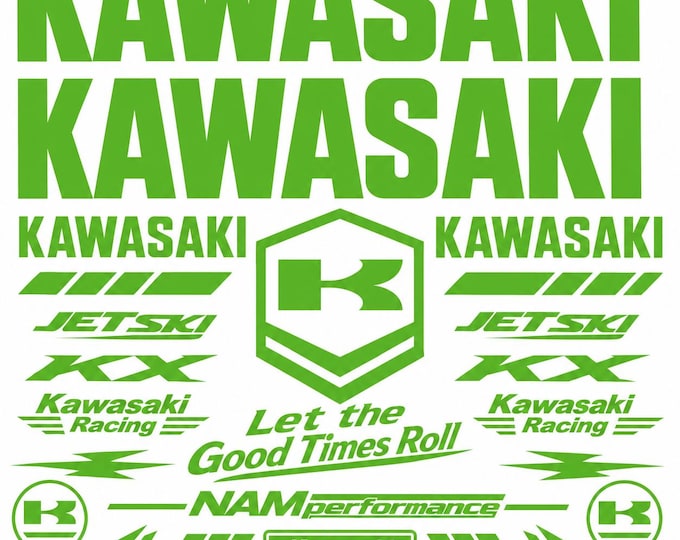 Kawasaki Jet Ski Decal Kit | Kawasaki SX / JS / Jet Ski Racing Graphics NAM Performance 12”x12”