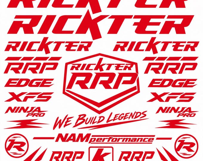 Rickter RRP Style Stand Up Jet Ski Decal Kit | Freeride / Freestyle Hull Graphics NAM Performance 12”x12”
