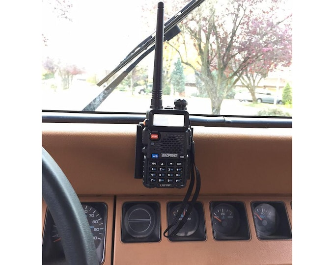 NAM Performance Radio Mic Mount for Jeep YJ Dash – Compatible with Baofeng UV-5R – Vintage Off-Road Radio Holder