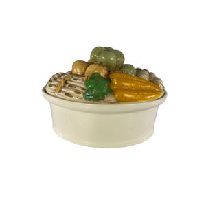 Vintage Vegetable Pot Ceramic Cookie Jar 11&quot; x 8&quot; x 7&quot;