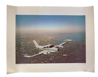 Vintage 1970's Cessna Turbo-System 310Q Airplane Print 22" x 17"