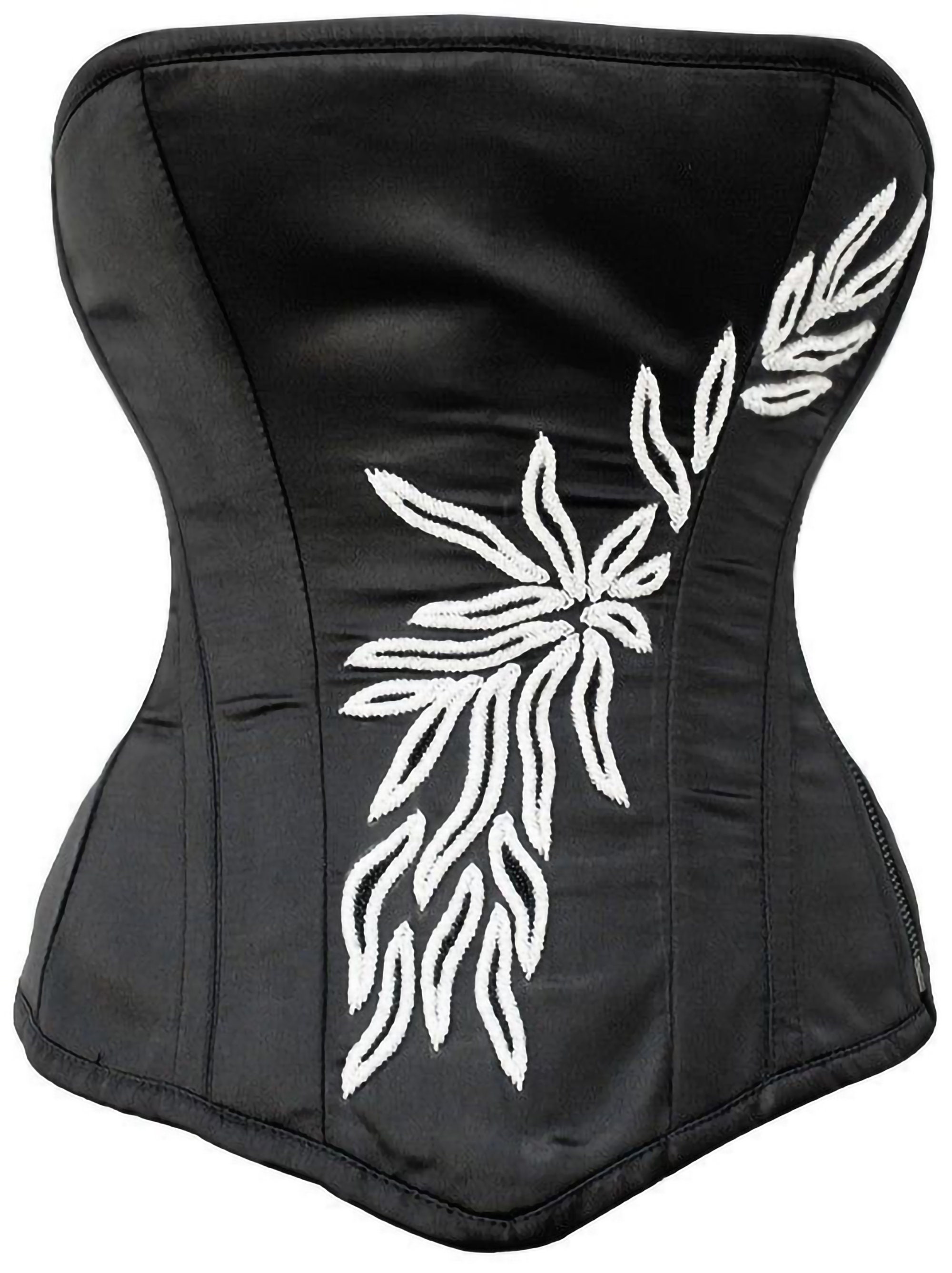 Black Satin Overbust Steel Boned Corset Top CS-411OB