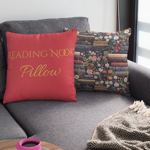 Floral Books Reading Nook Pillow: Blossoming Serenity Home Decor