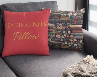 Floral Books Reading Nook Pillow: Blossoming Serenity Home Decor