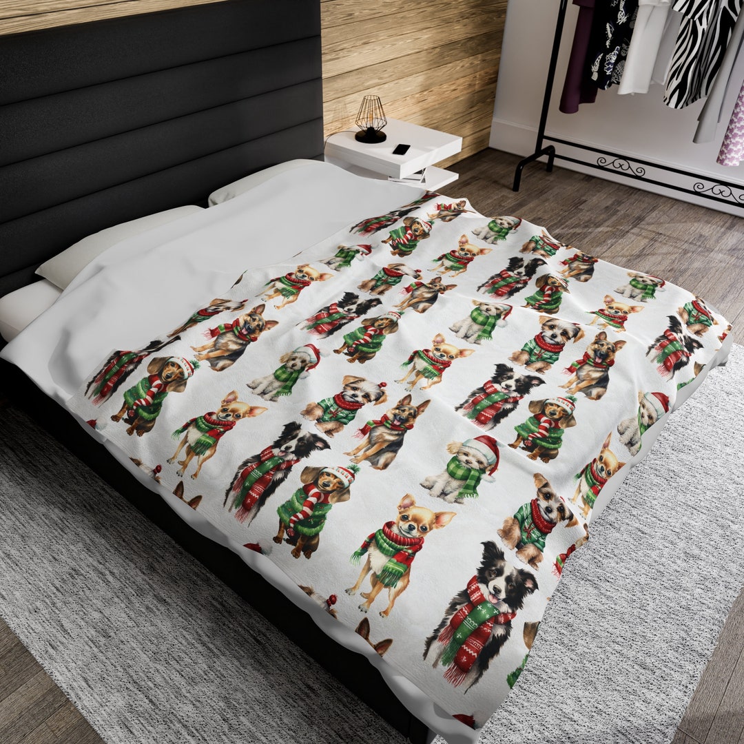 Christmas Dogs Blanket Perfect for Housewarming Gift Pets Christmas Throw Lightweight Cozy