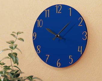Royal Blue Acrylic Wall Clock: Modern Home Decor