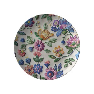 Boho Floral Dinner Plate: 10-Inch Stylish Dining, USA Made