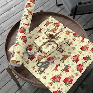 Vintage 1950s Christmas Wrapping Paper: MCM Diamond Starburst