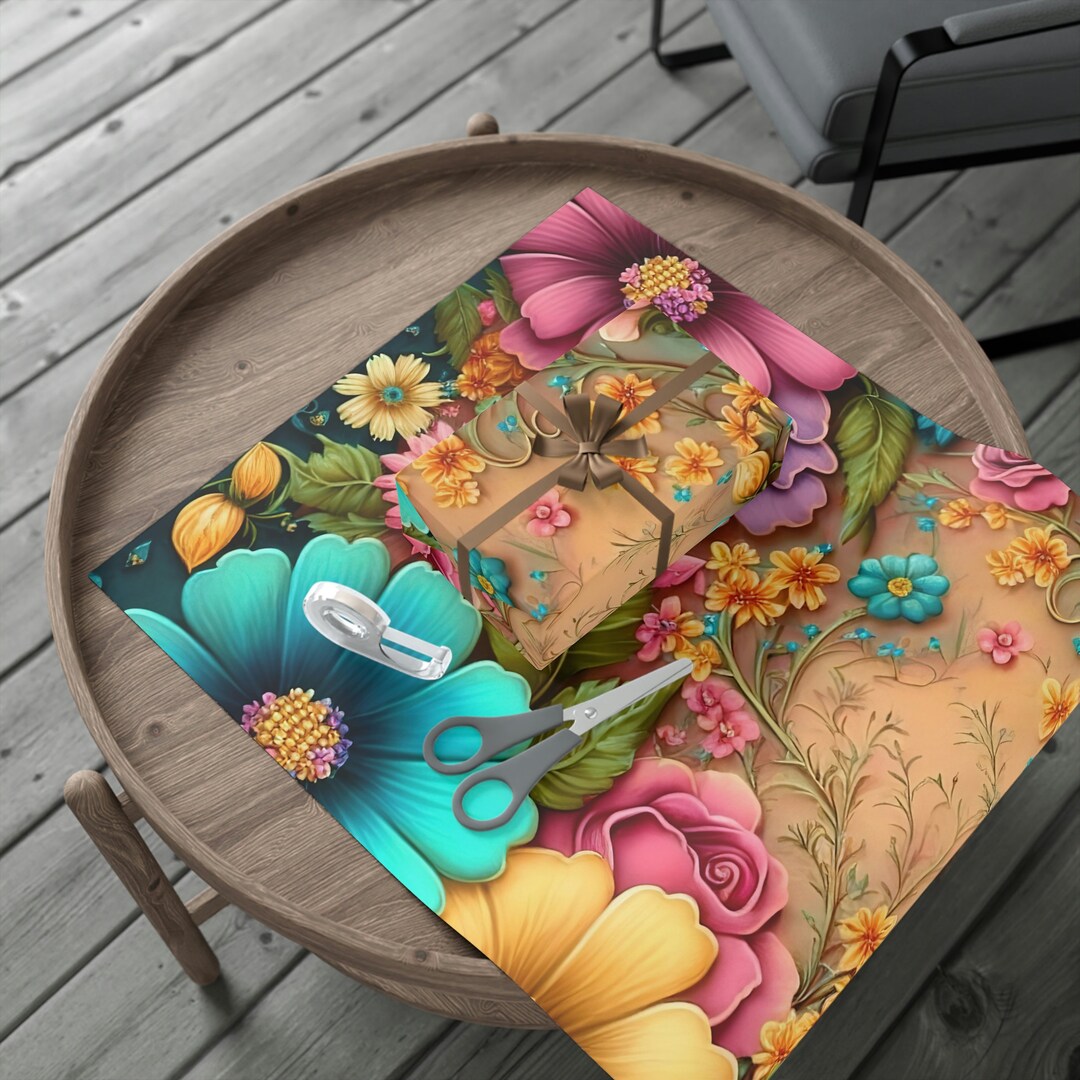 Floral Wrapping Paper Bridal Shower Weddings Anniversary Gift Wrapping Paper Gift for Her