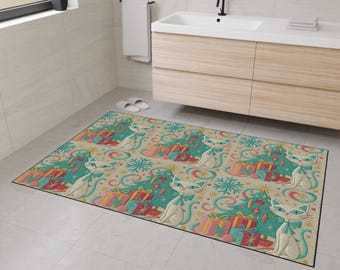 Atomic Kitty Cat Floor Mat: Mid-Century Retro Kitchen Decor