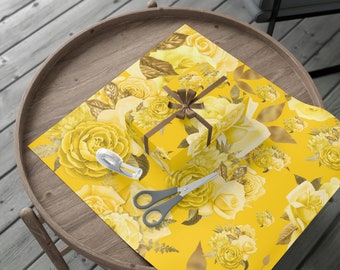Yellow Floral Gift Wrapping Paper: Elegant Wedding Anniversary