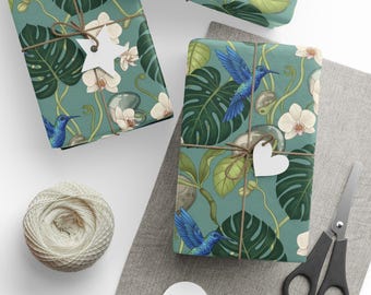 Birds and Botanical Wrapping Paper | Floral Bird Gift Wrap Roll