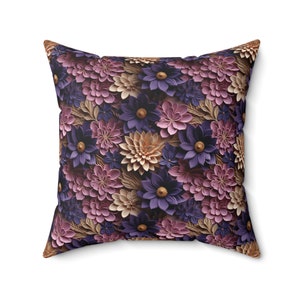 Purple Floral Square Pillow: Lavender Blossom Elegance, Double Sided Print