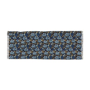 Elegant Navy and Gold Floral Scarf Lightweight Elegant Navy Gold Floral ...