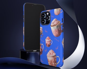 Pink Coffee & Hot Chocolate Phone Case: Impact-Resistant Dual Layer