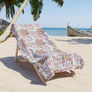 Beach Towel - Summer Love with Wildflowers, Floral Towel, Beach Blanket, Boho Decor, Summer Gift, Watercolor Flowers Outdoor Gift