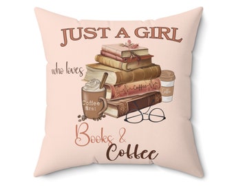 Books and Coffee Pillow: Literary Comfort Home Decor