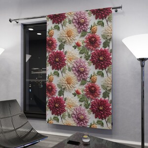 Window Curtains Elegant Fall Floral Blackout Curtain, heavyweight polyester luxurious complete privacy style in your bedroom or living room