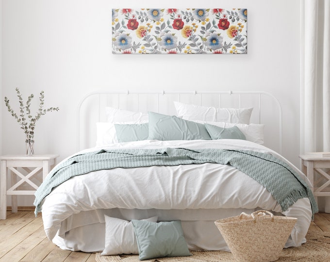 Wall Art Panoramic Canvas: Blossoming Joy with Beautiful Wildflowers Perfect for Housewarming and Newlywed Home Closing Gifts