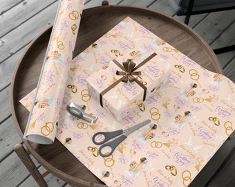 Personalized Wedding Wrapping Paper: Custom Names, Elegant Design