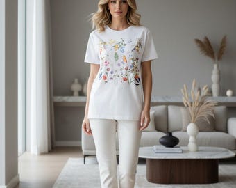 Watercolor Wildflowers Boho T-Shirt  Floral Boho Tee