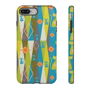 Atomic Kitty Cat Phone Case: Mid-Century Retro Design