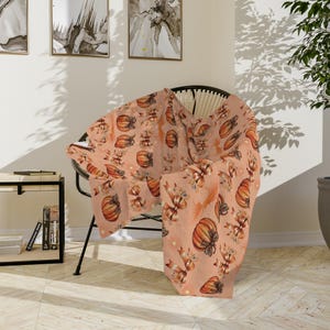 Pumpkin & Bows Cozy Throw Blanket: Festive Fall Decor