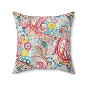 Housewarming Boho Chic Square Pillow Vibrant, Decorative Cushion for Home Decor, Fits Perfectly in Living Room, Bedroom New House