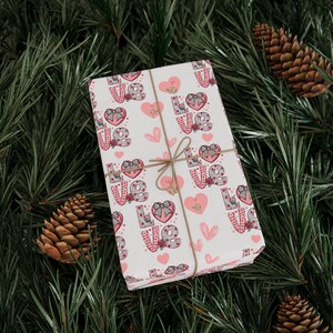 Wrapping Papers, Love with Pink Hearts perfect for Anniversary, Birthday, Gift Wrap, Romantic Gift Packaging, Heart Design, Wedding Showers