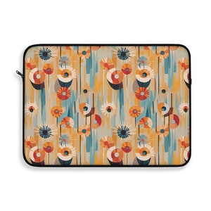 Chic Modern Abstract Art and Gold Floral Laptop Sleeve Style with our Gold Laptop Sleeve Gift for Daughter, Mom, Grandma Gift for Student