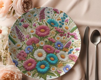 Wildflower Meadow Dinner Plate: Elegant Floral Tableware, 10-Inch