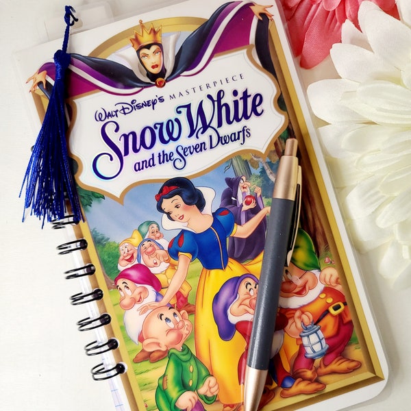 Snow White Journal,Upcycled VHS Notebook,Disney Autograph Book,Princess Birthday Gift,Fun Notepad, Friend Gift, Shower Gift, Daughter Gift