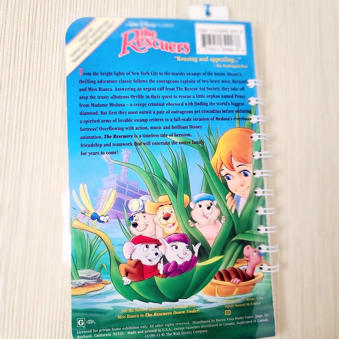 The Rescuers VHS Journal, Upcycled VHS Notebook, Classic Disney Cartoon ...