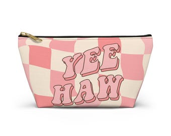 Estuche para accesorios con estampado de tablero de ajedrez Yee Haw / Bolsa con cremallera en la parte inferior en forma de T
