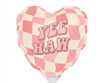 Globo de corazón con tablero de ajedrez Yee Haw, Globo