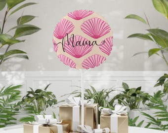 Globo redondo de aluminio rosa con forma de concha marina de 28 cm (11 pulgadas)