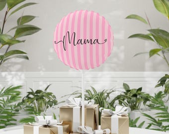 Mama script striped balloon Round Balloon | 11"
