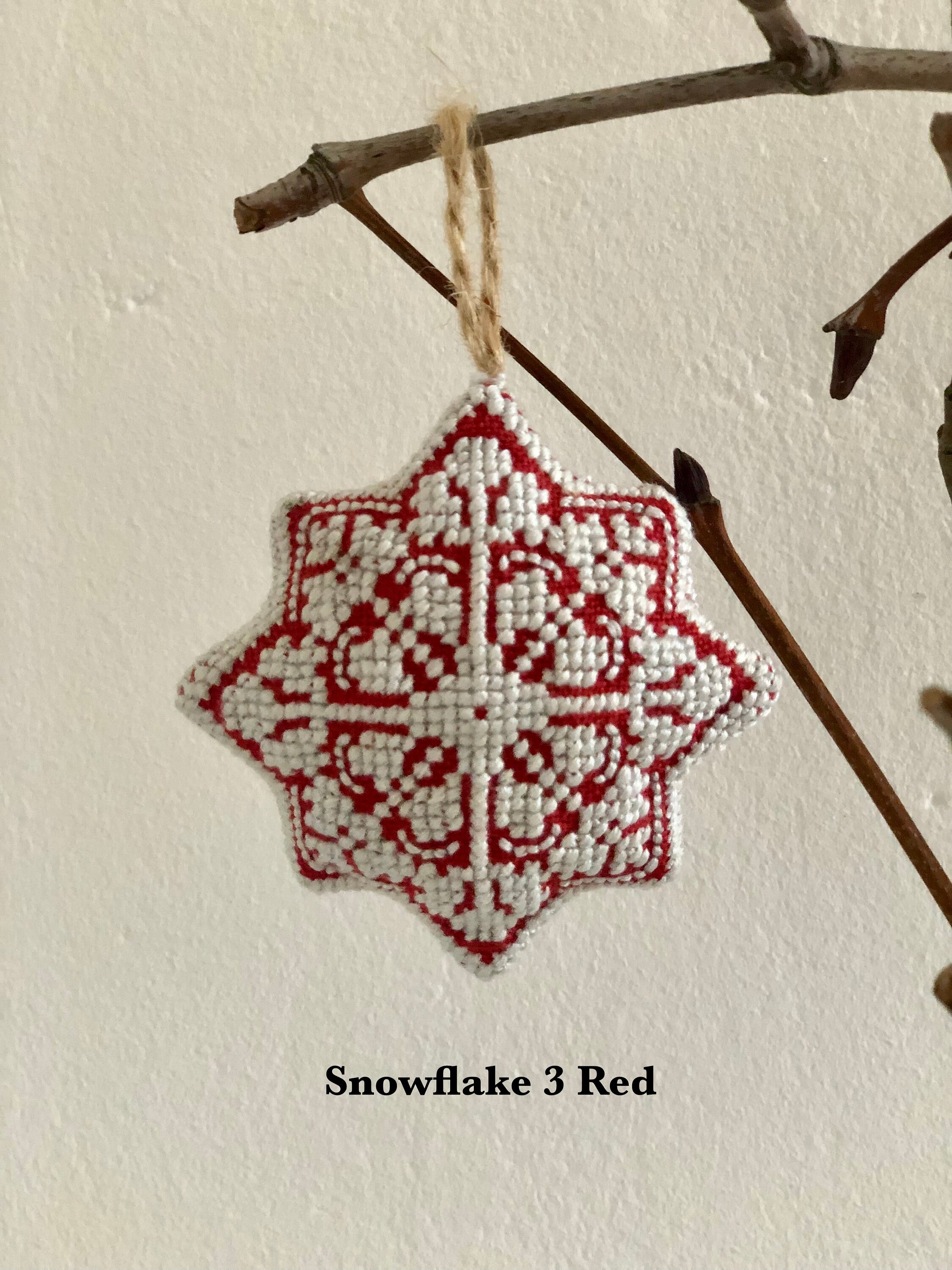 Handmade Crossstitch Christmas Decoration set of 3 Etsy UK