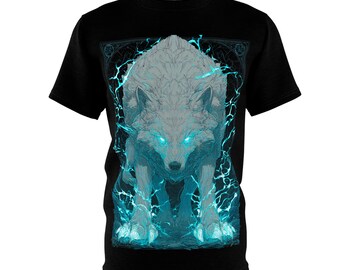 Void Wolf — Spectral Ice Deity All Over Print Tee | Void & Co. Neon Wolf Graphic Shirt