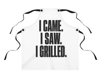 I Came I Saw I Grilled Apron - Funny BBQ Grill Master Apron - Dad Grilling Apron Gift