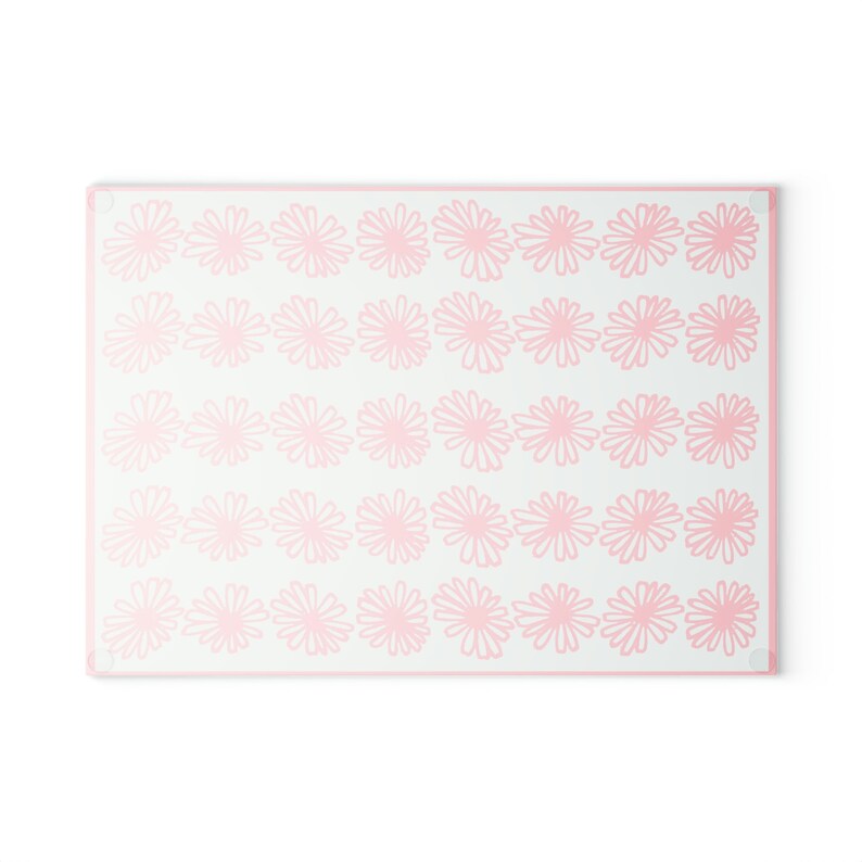 Vintage Pyrex Pink Daisy Pattern Influenced Design Vintage Style Tempered Glass Kitchen Work Top Saver, Cutting Board, Chopping Board image 9