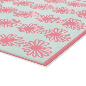 Vintage Pyrex Pink Daisy Pattern Influenced Design Vintage Style Tempered Glass Kitchen Work Top Saver, Cutting Board, Chopping Board image 10