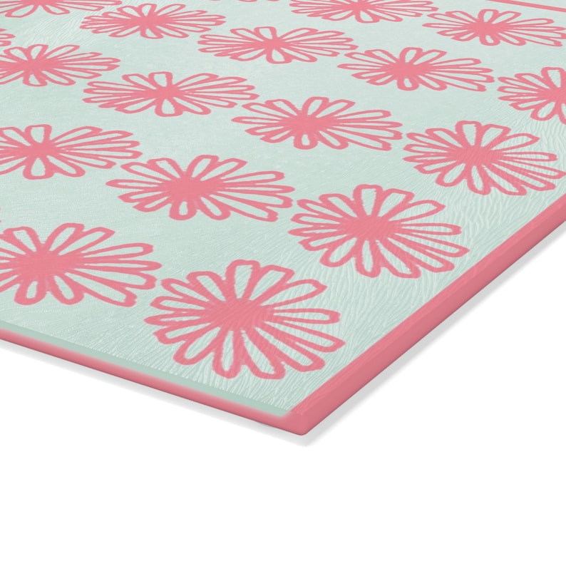 Vintage Pyrex Pink Daisy Pattern Influenced Design Vintage Style Tempered Glass Kitchen Work Top Saver, Cutting Board, Chopping Board image 10