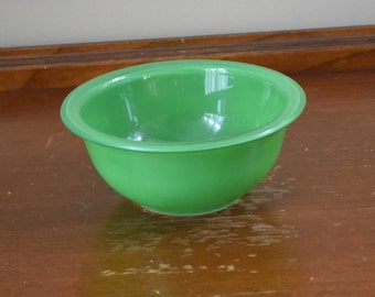 Vintage PYREX  Green /  Primary Color 1ltr Glass Bottom Mixing / Serving Bowl - No. 322 - 1 Liter Glass Bowl
