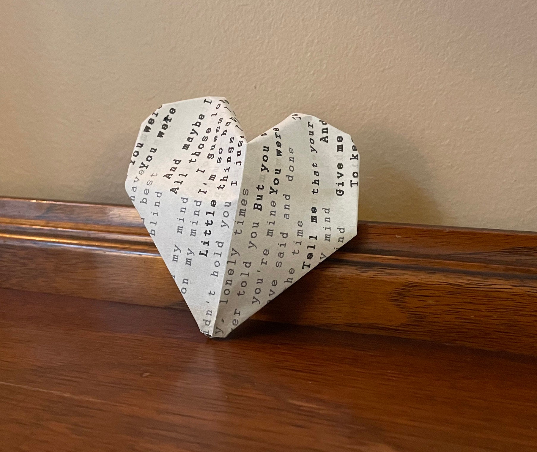 Custom Song Lyric Origami Heart